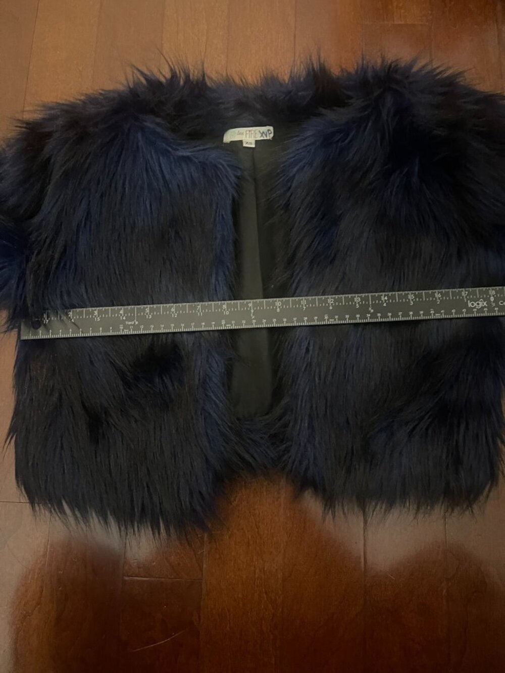 Midnight Blue Faux Fur Cropped Jacket XS Indie Sleaze Mob Wife - Picture 7 of 8